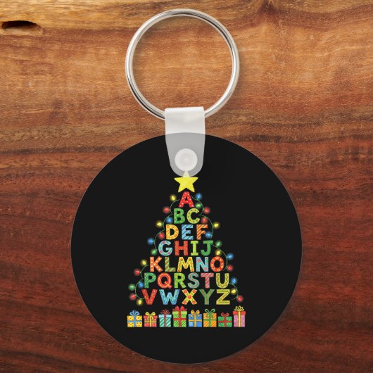 Funny Alphabet Christmas Tree Graphic Abc A-z Teac Sleutelhanger (Voorkant)