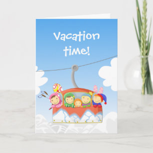 Funny alpine lift met wenskaart van sporters kaart