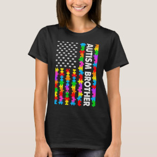 Funny American Flag Autism Brother Autism Awarenes T-shirt