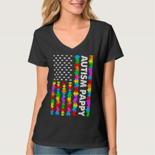 Funny American Flag Autism Pappy Autism Awareness T-shirt
