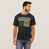 Funny American Flag Irish Hockey St. Patrick's Day T-shirt (Voorkant volledig)
