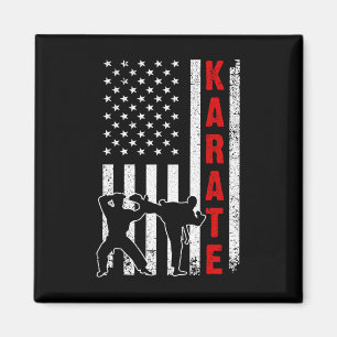 Funny American Flag Karate Art for Men Women Karat Magneet