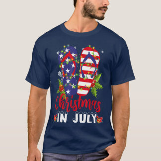 Funny American Flag Teenslippers Xmas Lights T-shirt