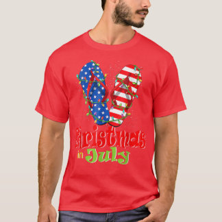 Funny American Flag Teenslippers Xmas Lights T-shirt