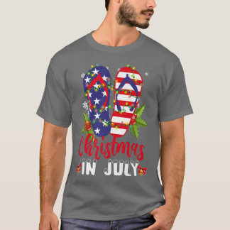 Funny American Flag Teenslippers Xmas Lights T-shirt