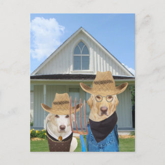 Funny American Gothic Dogs/Labs Briefkaart