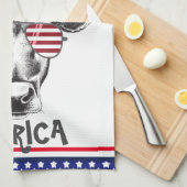 Funny American Hipster Koe Theedoek (Quarter Fold)