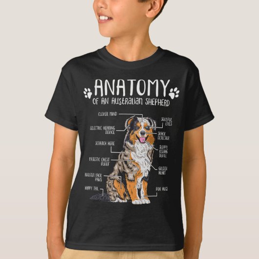 Funny Anatomy Australian Shepherd Hondenliefhebber T-shirt (Voorkant)