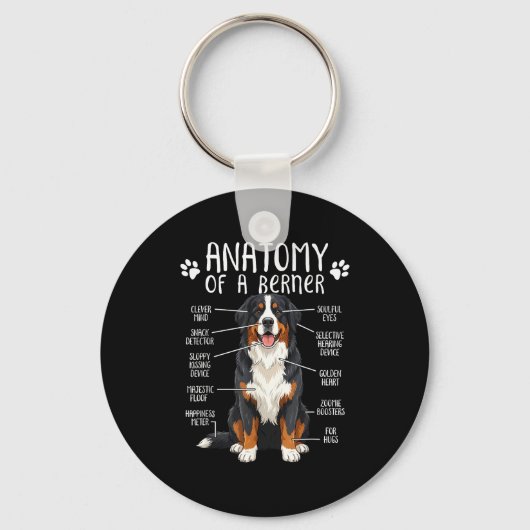 Funny Anatomy Bernese Mountain Dog Cute Berner Lov Sleutelhanger (Voorkant)
