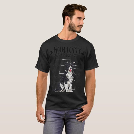 Funny Anatomy Border Collie Hondenliefhebber Gift T-shirt (Voorkant volledig)
