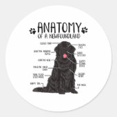 Funny Anatomy Newfoundland Dog Cute Newfie Lover Ronde Sticker (Voorkant)