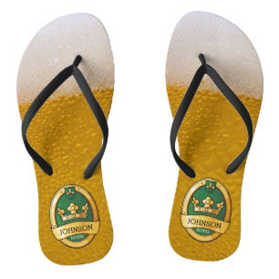 Funny and Cool Beer Glass Golden Badge Name Teenslippers
