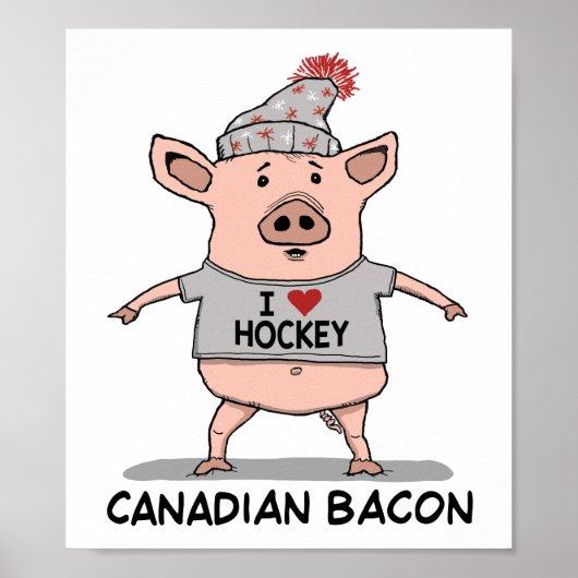 Funny and Cute Canadian Bacon Pig Poster (Voorkant)