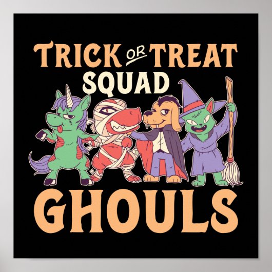 Funny and Cute Halloween Trick or treat Squad Poster (Voorkant)