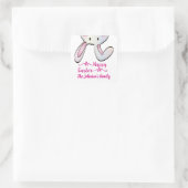 Funny and Cute Pink Easter Rabbit Bunny Vierkante Sticker (Tas)