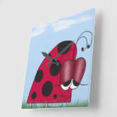 Funny and Euphoric Ladybug Painting Vierkante Klok (Hoek)