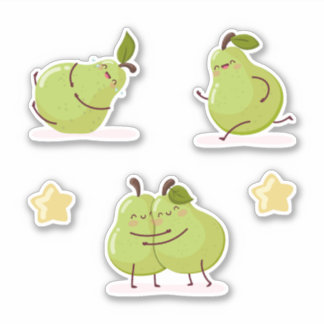 Funny and loving children's pears set sticker
