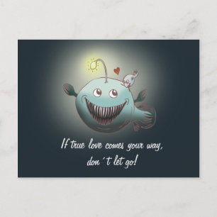Funny angler fish love valentijn's briefkaart