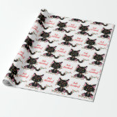 Funny Angry Black Kitten "Bah Humbug" Cadeaupapier (Uitgerold)