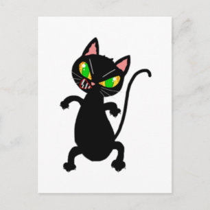 Funny angry cat accessoires - black cat, chagrijni briefkaart