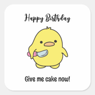 Funny Angry Duck Birthday Vierkante Sticker