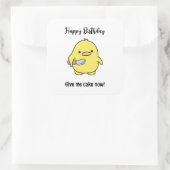 Funny Angry Duck Birthday Vierkante Sticker (Tas)