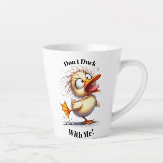 Funny Angry Duck Latte Mug - "Don't Duck With Me! (Droite)