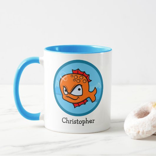 Funny Angry Goldfish Aangepast Mok (Met donut)