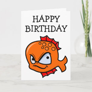 Funny Angry Goldfish Birthday Kaart