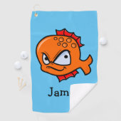 Funny Angry Goldfish Golfhanddoek (Insitu)