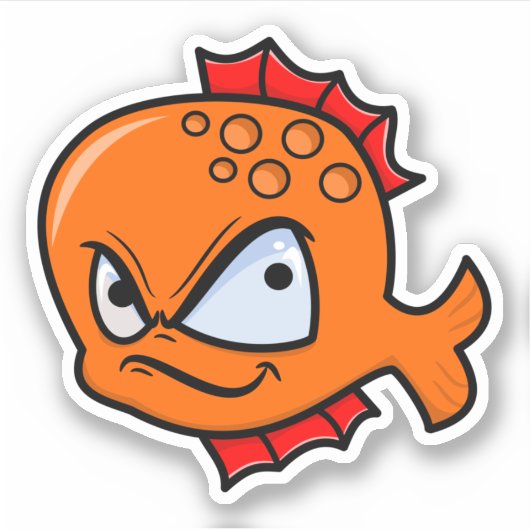 Funny Angry Goldfish Sticker (Voorkant)