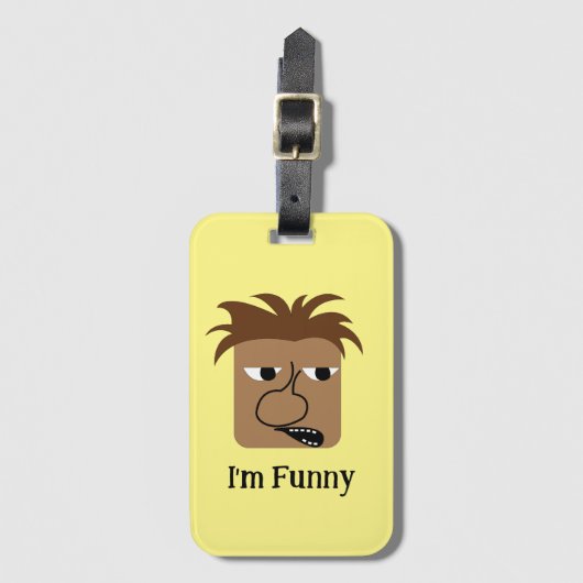 Funny Angry Man Face Funny Cartoon Bagagelabel (Voorkant (verticaal))
