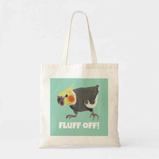 Funny Angry Normal Grey Cockatiel Fluff Off Tote Bag (Voorkant)