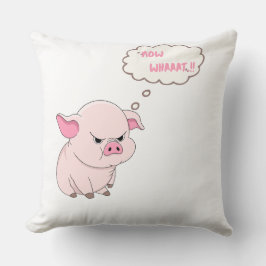 Funny Angry Pig Now Whaaat Meme Throw Pillow Kussen