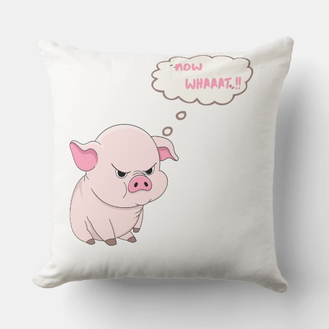 Funny Angry Pig Now Whaaat Meme Throw Pillow Kussen (Voorkant)