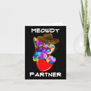 Funny Animal Cat Meowdy Partner Westerne Line Danc Kaart