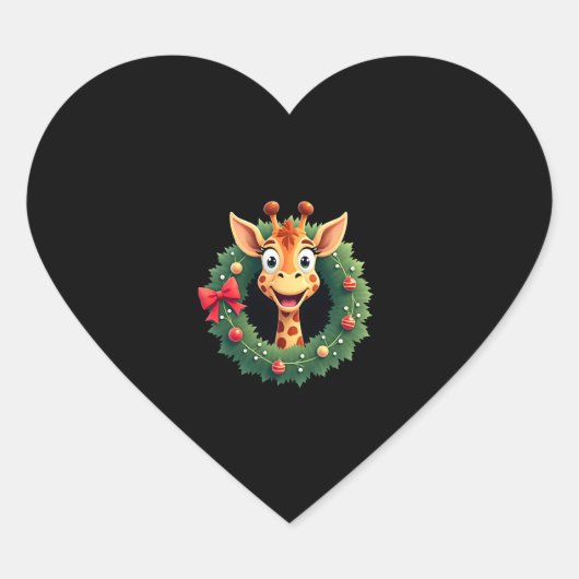 Funny Animal Giraffe Meme Face Festive Xmas T-Shir Hart Sticker (Voorkant)