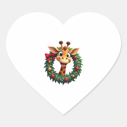 Funny Animal Giraffe Meme Face Festive Xmas T-Shir Hart Sticker (Voorkant)