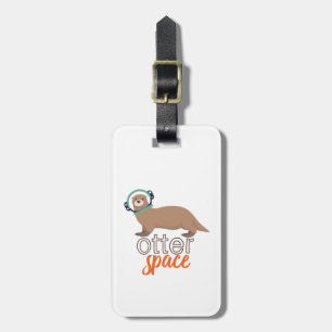 Funny Animal Puns Humor Otter Space Cartoon Bagagelabel