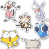 Funny Animal vinyl Sticker Pack Silly Cartoons (Devant)