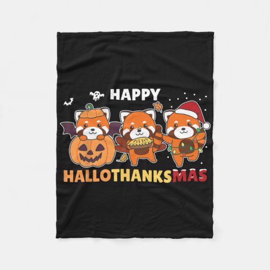 Funny Animals For The Holidays Red Panda Christmas Fleece Deken (Voorkant)