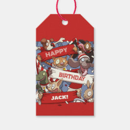 Funny Animals Happy Birthday Toevoegen aan Jouw na Cadeaulabel