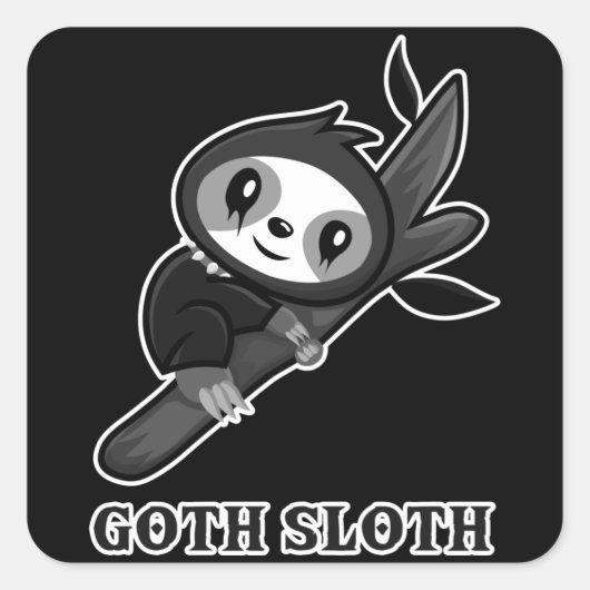 Funny Animals Sloth Gothic Vierkante Sticker (Voorkant)