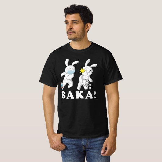 Funny Anime Baka Rabbit Slap Japans T-shirt (Voorkant volledig)