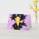 Funny Anniversaire Carte Corbeau romantique avec R (Fleur jaune)