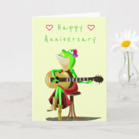 Funny Anniversaire Carte Frog Guitare Joueur