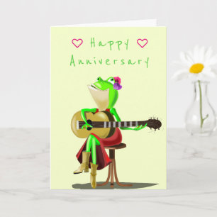 Funny Anniversaire Carte Frog Guitare Joueur