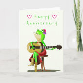 Funny Anniversaire Carte Joyeux Guitare Frog (Devant)