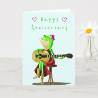Funny Anniversaire Carte Joyeux Guitare Frog
