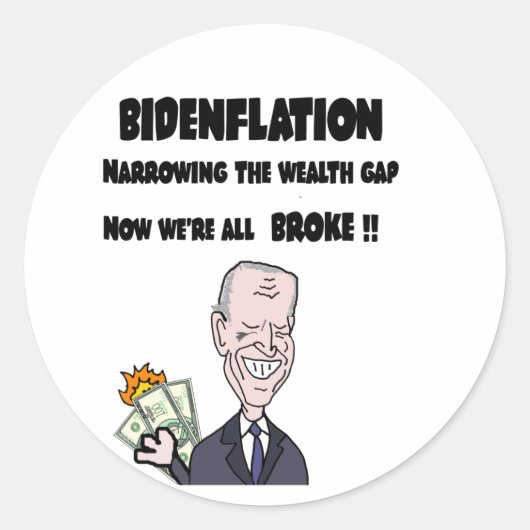 Funny Anti-Biden Bidenflatie Inflatie Ronde Sticker (Voorkant)